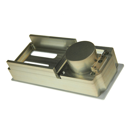 Precision milled aluminium housing with integrated boss