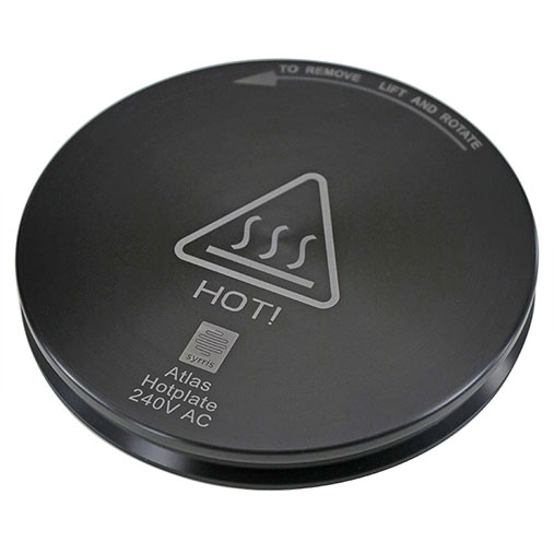 Anodised aluminium 'Atlas' hotplate cover — laser marked
