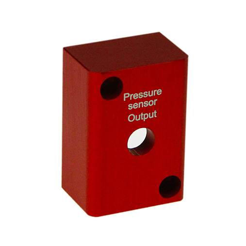 Red anodised pressure sensor output housing