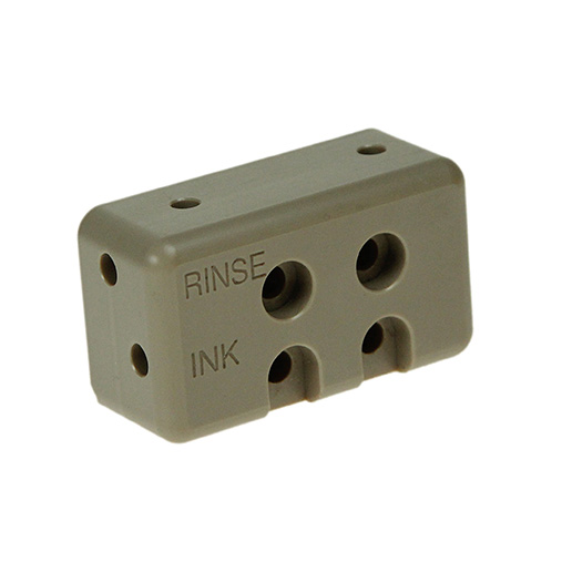 PEEK rinse/ink fluidic manifold block